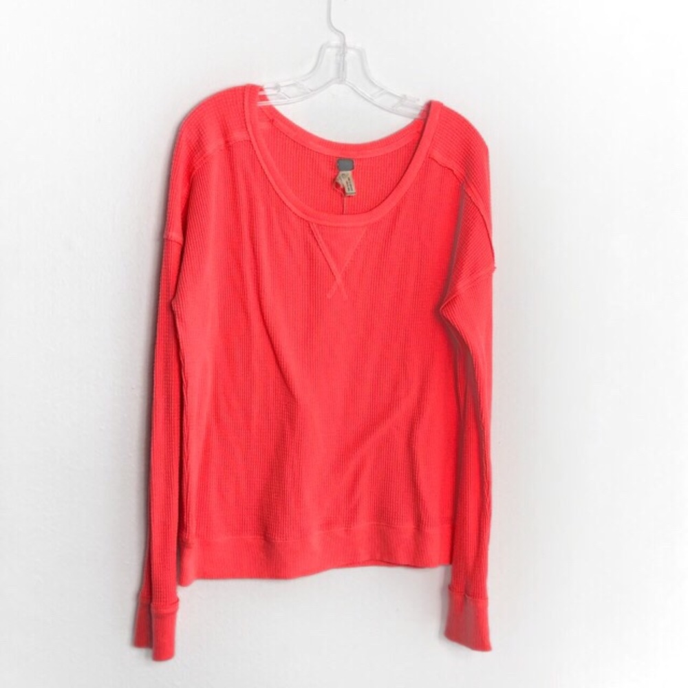 We the Free Orange Thermal Banded Bottom Top S